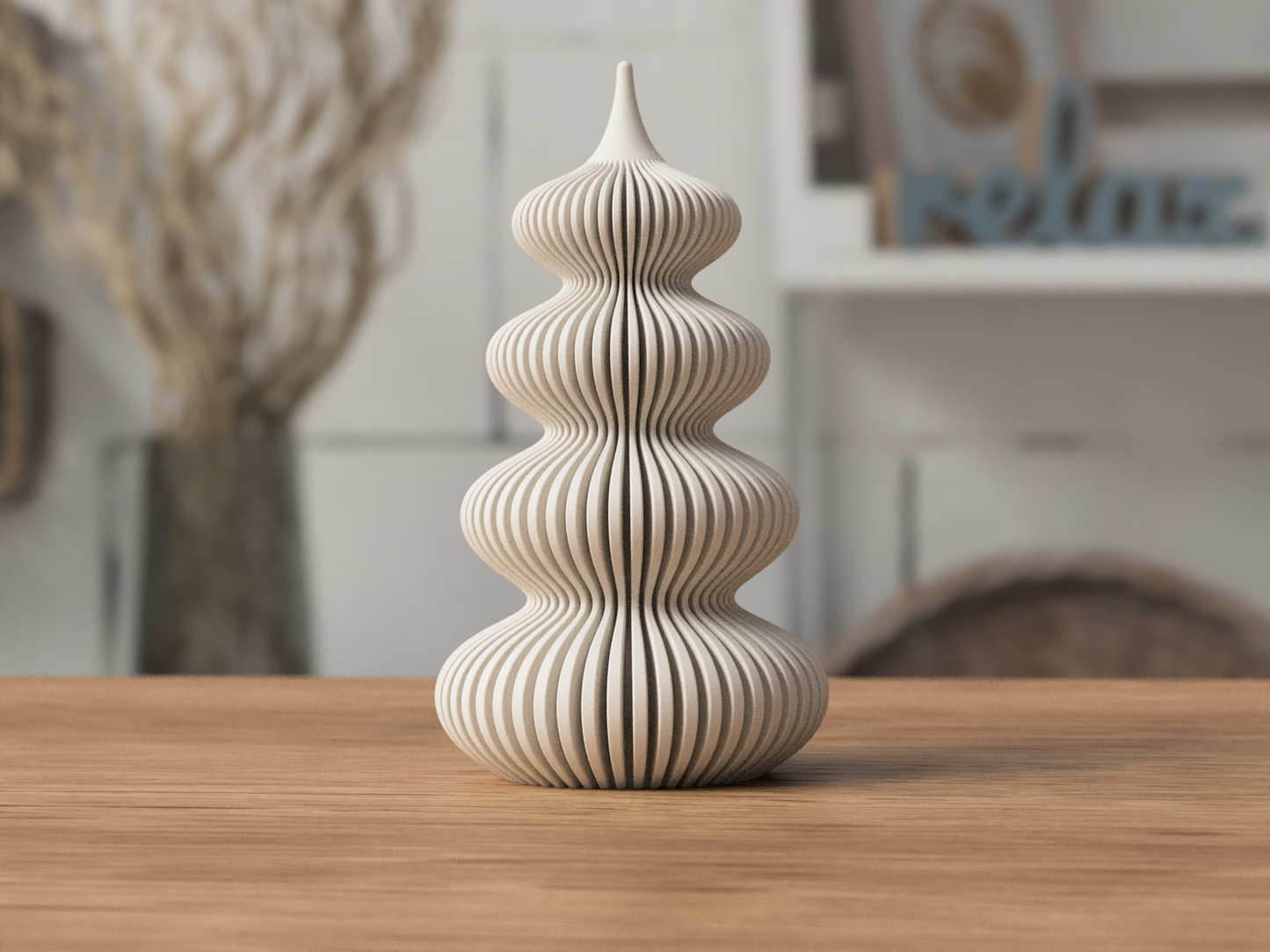 Weihnachtsbaum Rib Trio modern Skandi aus nachhaltigem PLA gefertigt – für Sideboard, Regal oder Fensterbank