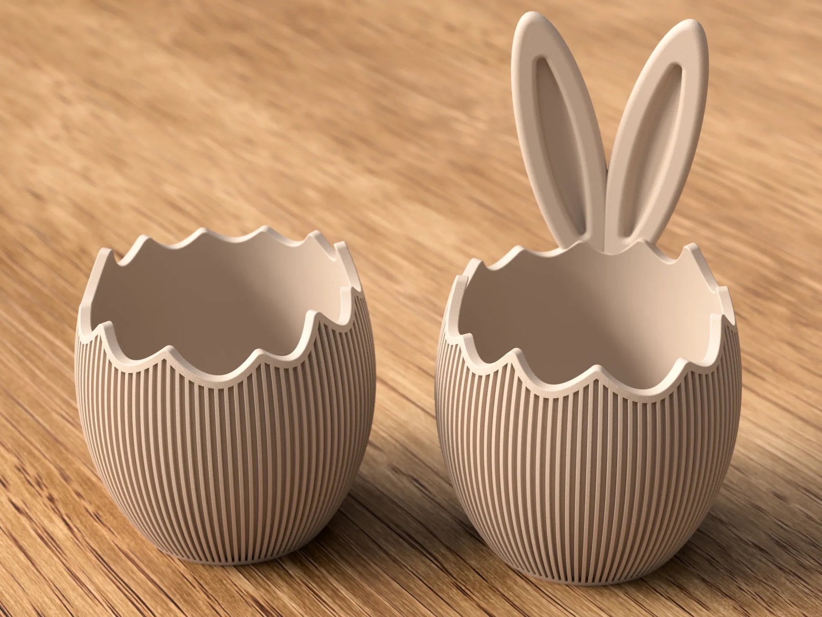 3D Osterdeko Ostereier Schale Skandi - Modernes Osternest Hasenohren aus PLA – 3D Frühlings- und Osterdeko – ASDEPRO