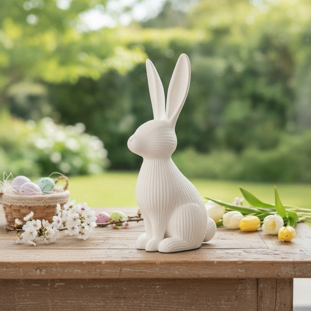 3D 3D-gedruckter Hase Dekoration im Skandi/Japandi Stil aus PLA – 3D Frühlings- und Osterdeko – ASDEPRO
