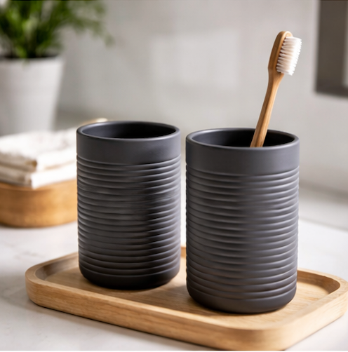 3D Design-Zahnputzbecher „Ribbed“ – Moderner Bad-Organizer aus PLA – 3D Deko – ASDEPRO