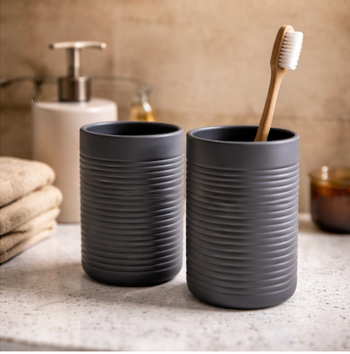 3D Design-Zahnputzbecher „Ribbed“ – Moderner Bad-Organizer aus PLA – 3D Deko – ASDEPRO
