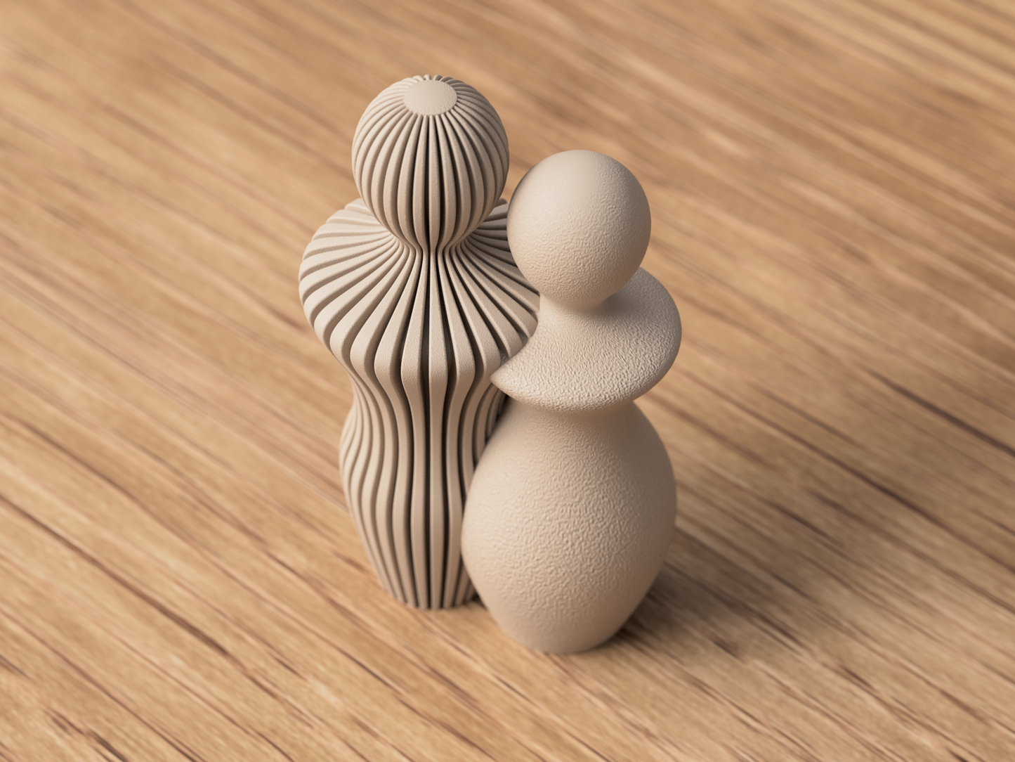 Mann & Frau Paar Skulptur aus 3D-Druck in matter Optik – im minimalistischen Skandi/Japandi-Design