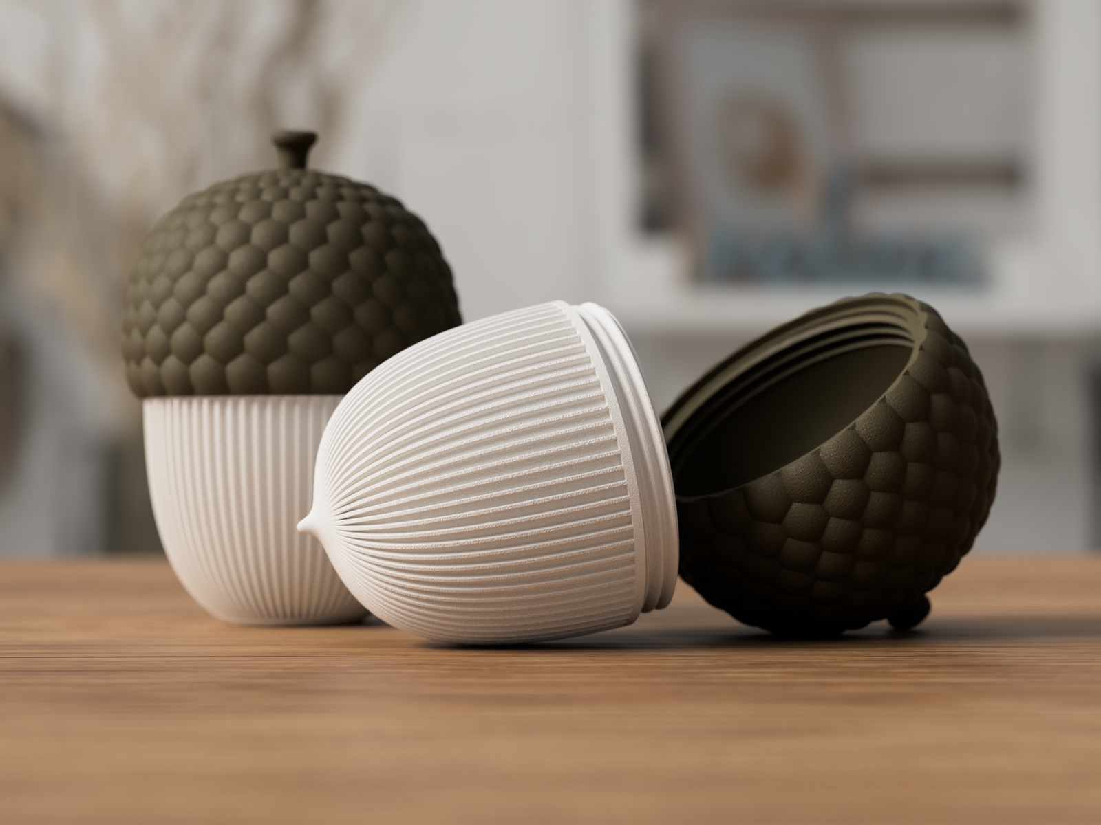 3D Eichel - Rib Twist aus PLA – 3D Herbstdeko – ASDEPRO