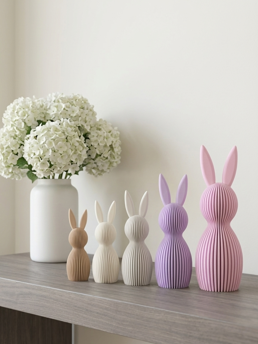 3D Osterhase Minimalist – Gerippt – 3D-Druck Dekofigur – Ostern aus PLA – 3D Frühlings- und Osterdeko – ASDEPRO