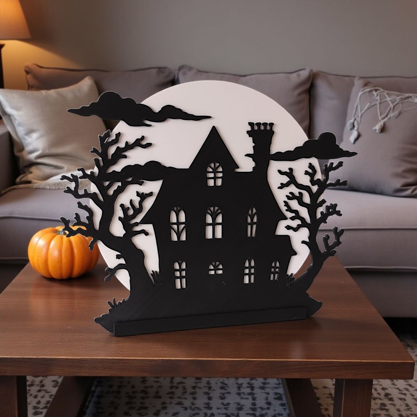 3D Spukhaus-Silhouette Stimmungsvolle Halloween-Deko für dein Zuhause aus PLA – 3D Herbstdeko – ASDEPRO