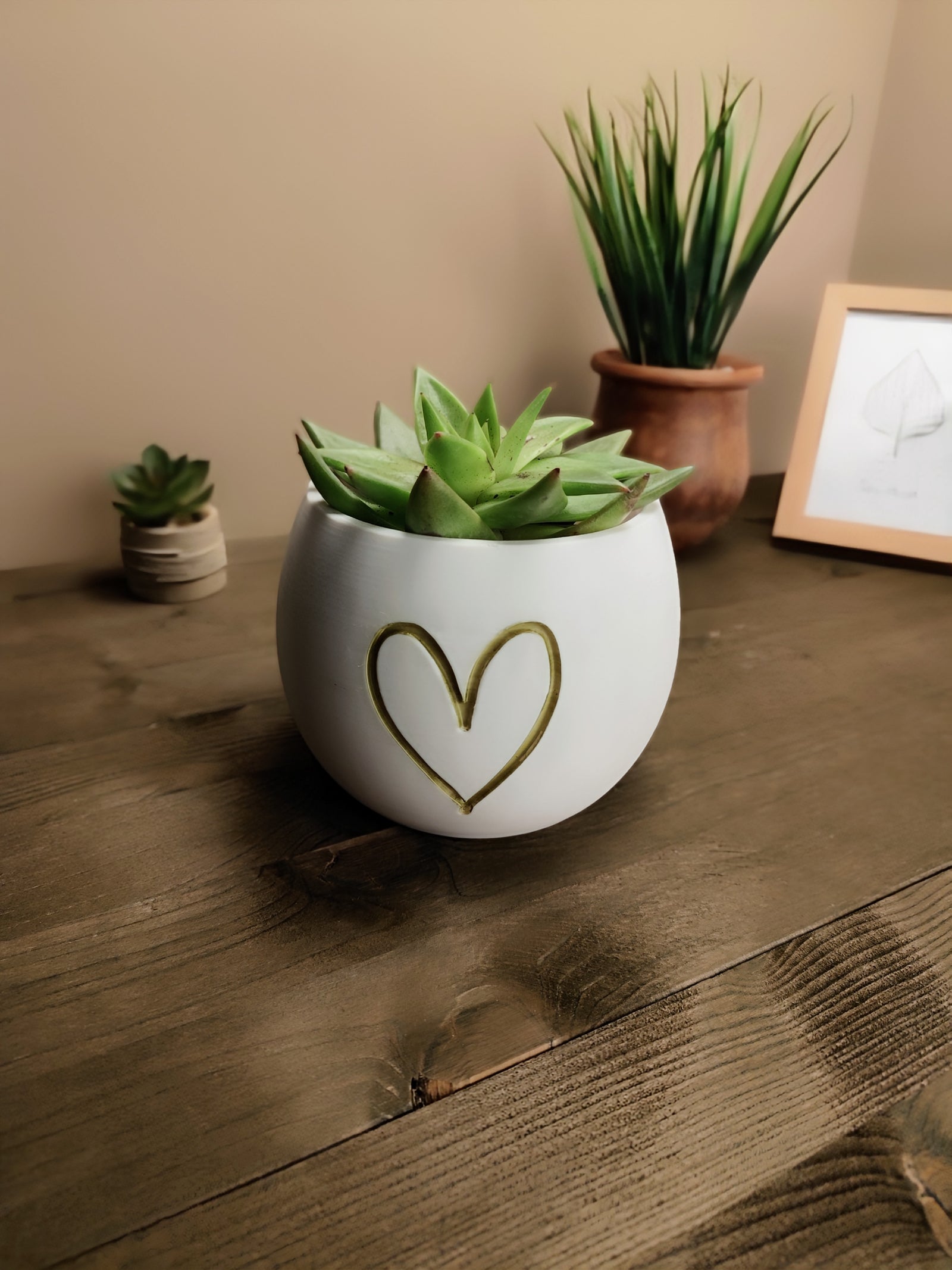 3D Pflanztopf mit Herz, Sukkulenten Übertopf, kleiner Blumentopf für Zimmerpflanzen aus PLA – 3D Ganzjahresdeko – ASDEPRO