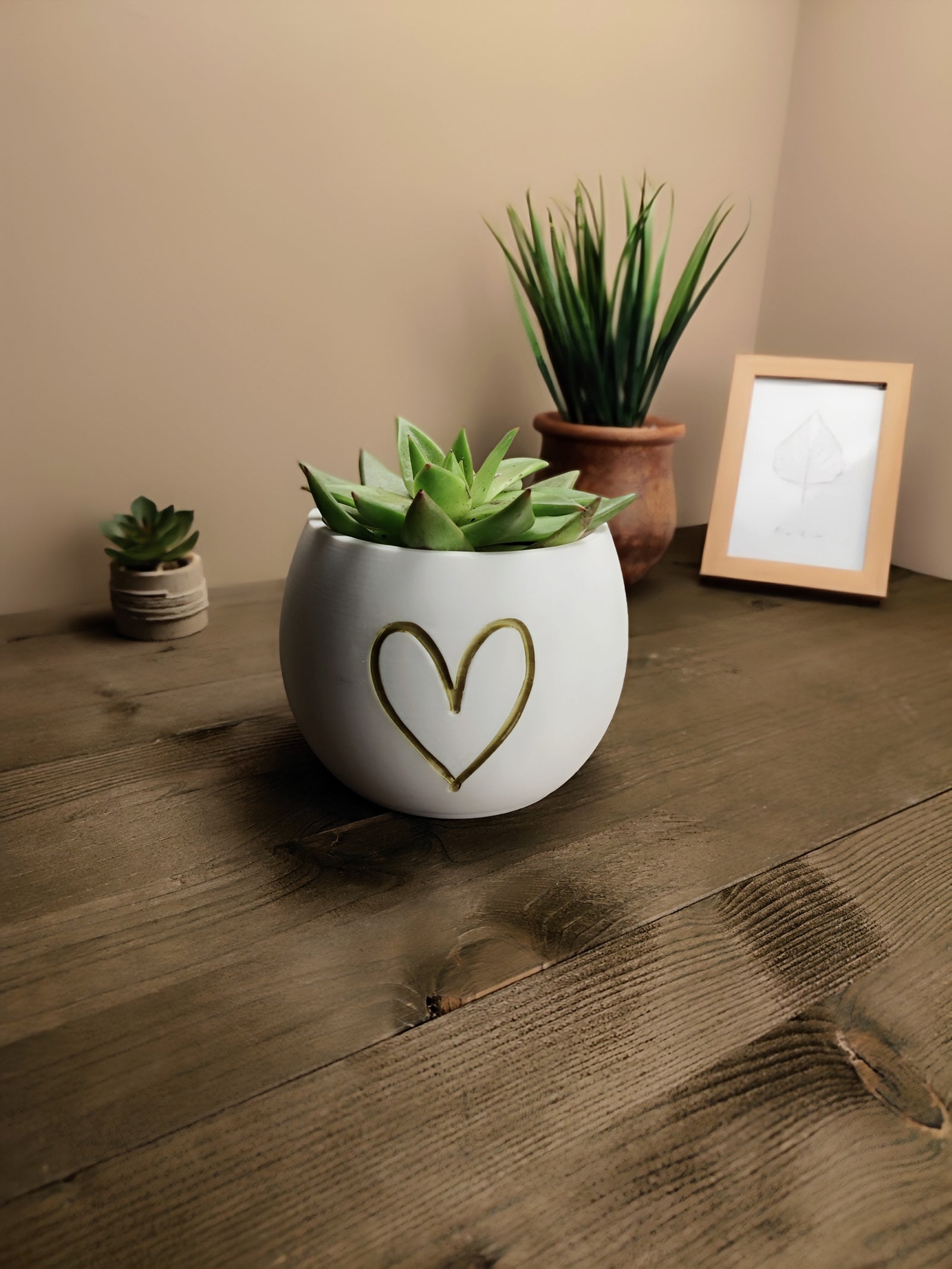 3D Pflanztopf mit Herz, Sukkulenten Übertopf, kleiner Blumentopf für Zimmerpflanzen aus PLA – 3D Ganzjahresdeko – ASDEPRO