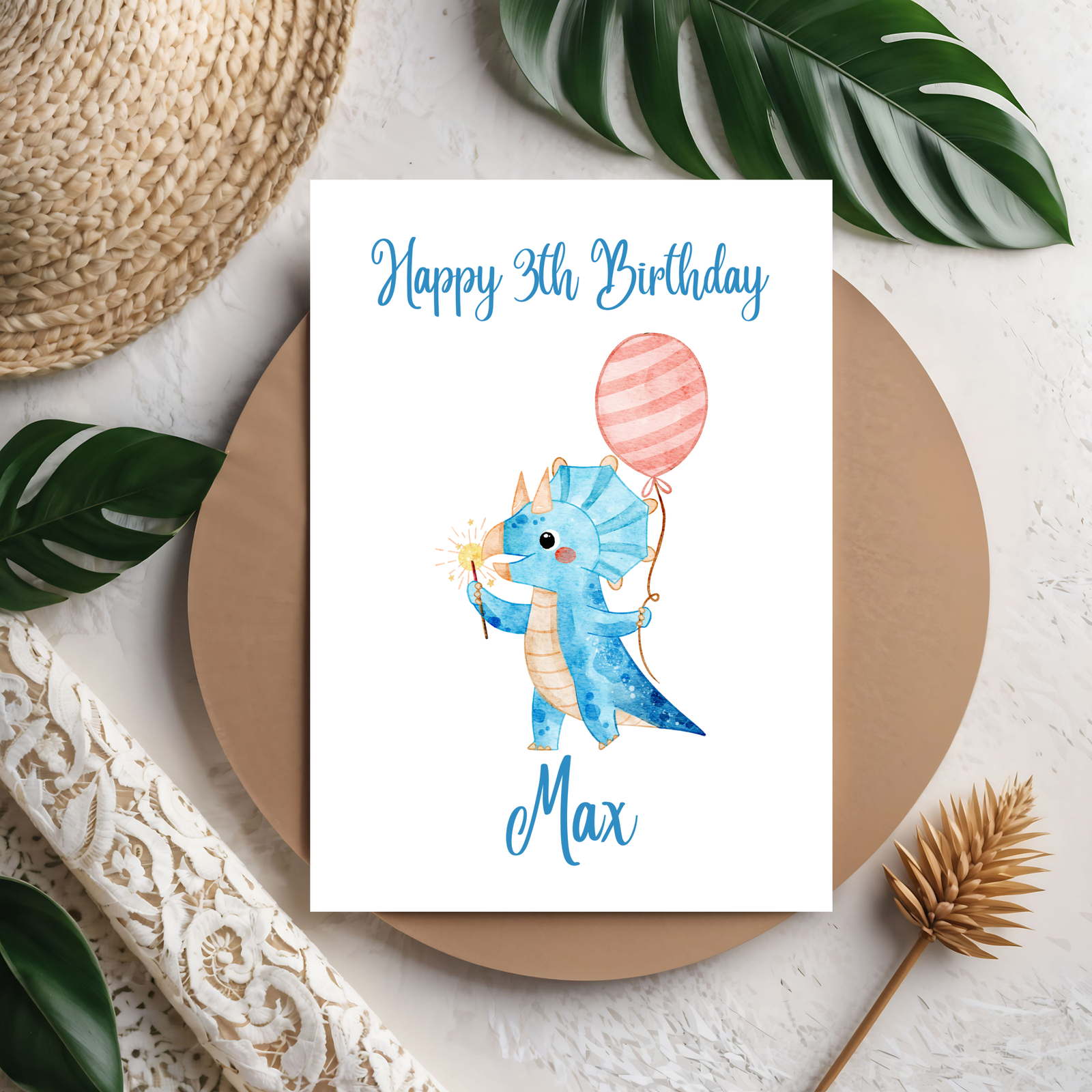 3D Happy Birthday Dino-Grußkarte – Lustige Kinderkarte mit Dinosaurier Motiv aus PLA – 3D Deko – ASDEPRO