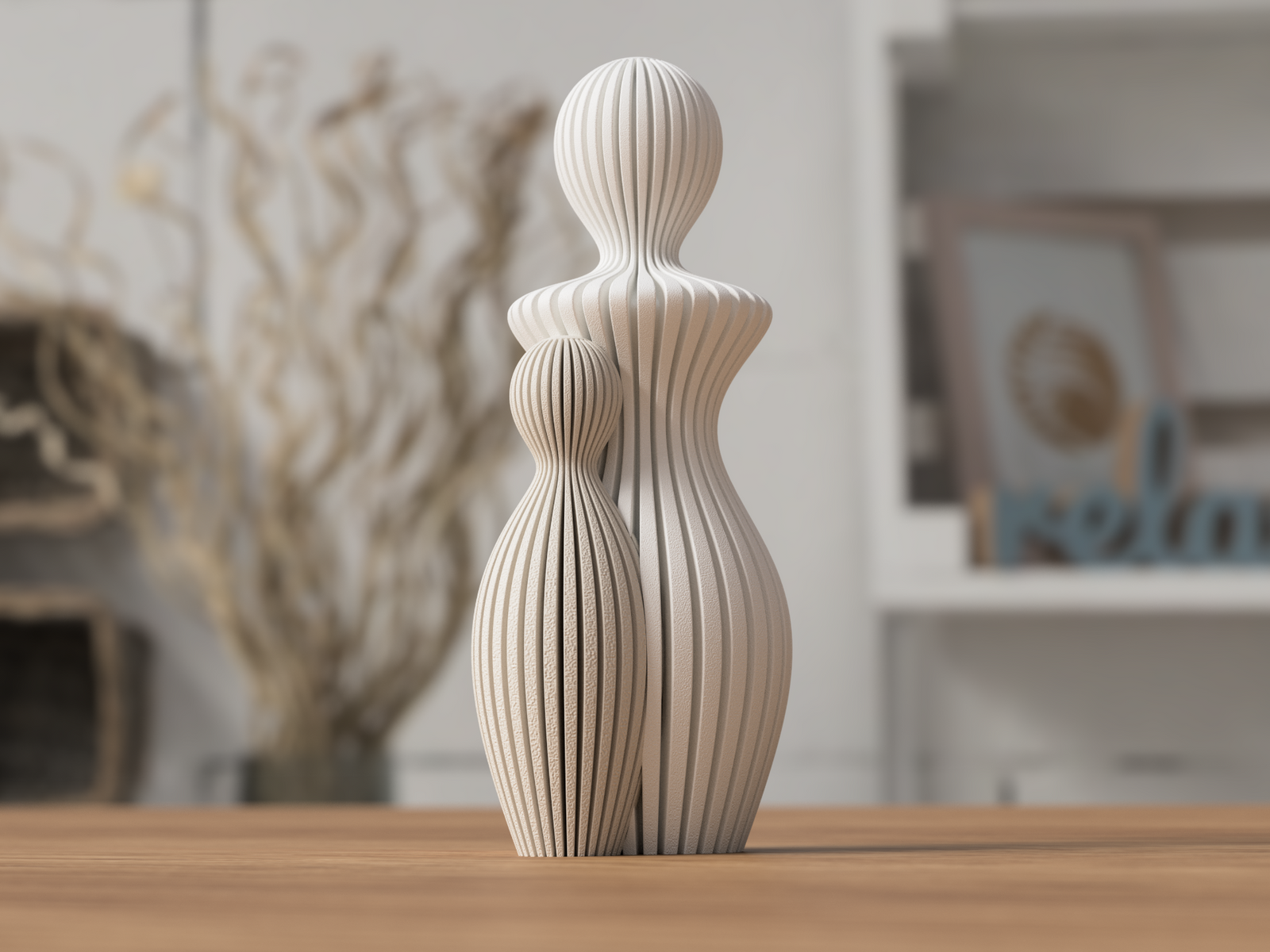 3D Minimalistische Mutterfigur mit 1 Kind – 3D Druck Skulptur aus PLA – 3D Ganzjahresdeko – ASDEPRO