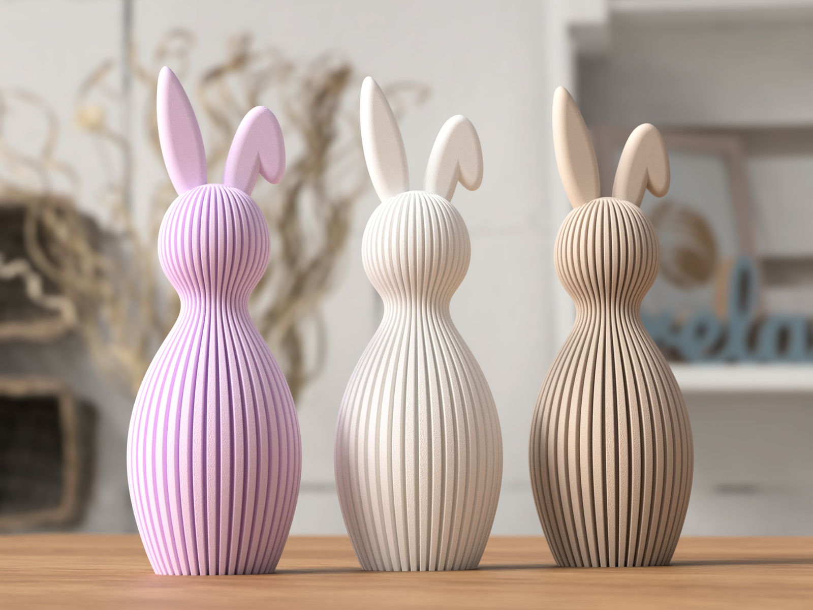 3D 3D Gedruckter Hase - Minimalistische Osterdeko aus PLA – 3D Frühlings- und Osterdeko – ASDEPRO