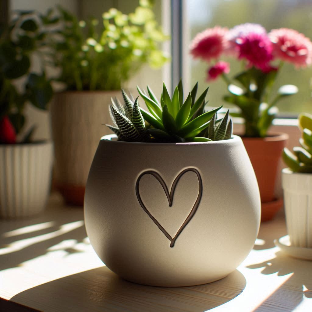 3D Pflanztopf mit Herz, Sukkulenten Übertopf, kleiner Blumentopf für Zimmerpflanzen aus PLA – 3D Ganzjahresdeko – ASDEPRO