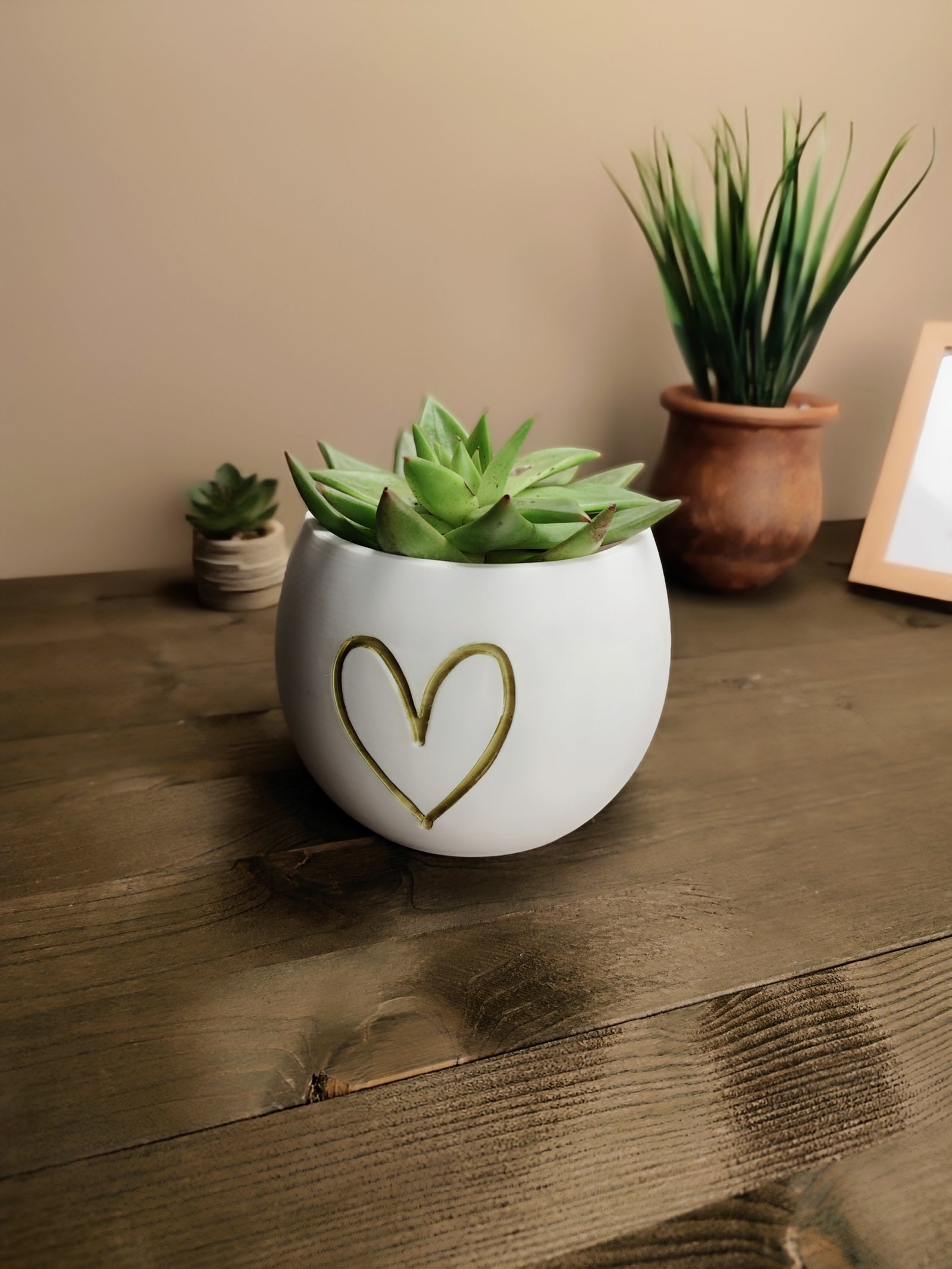 3D Pflanztopf mit Herz, Sukkulenten Übertopf, kleiner Blumentopf für Zimmerpflanzen aus PLA – 3D Ganzjahresdeko – ASDEPRO