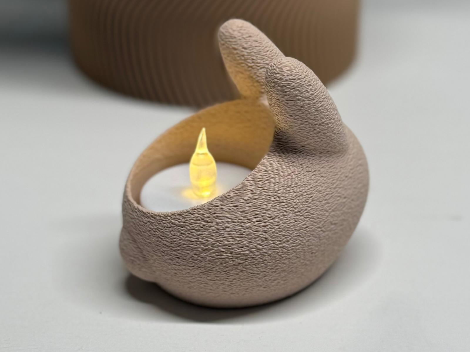 3D Teelichthalter Fuzzy Bunny aus PLA – 3D Frühlings- und Osterdeko – ASDEPRO