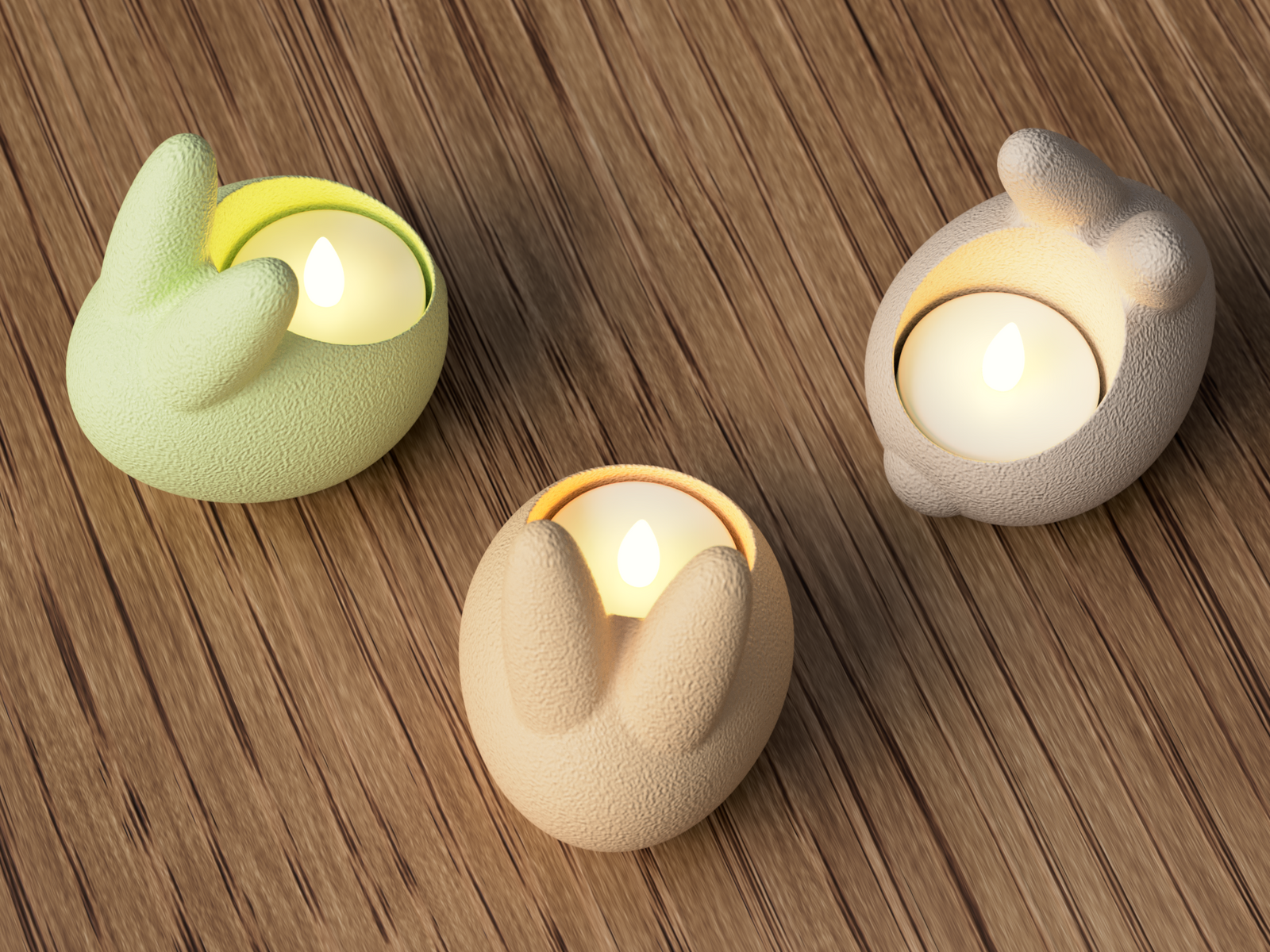 3D Teelichthalter Osterhase – Moderne Osterdeko aus PLA – 3D Frühlings- und Osterdeko – ASDEPRO