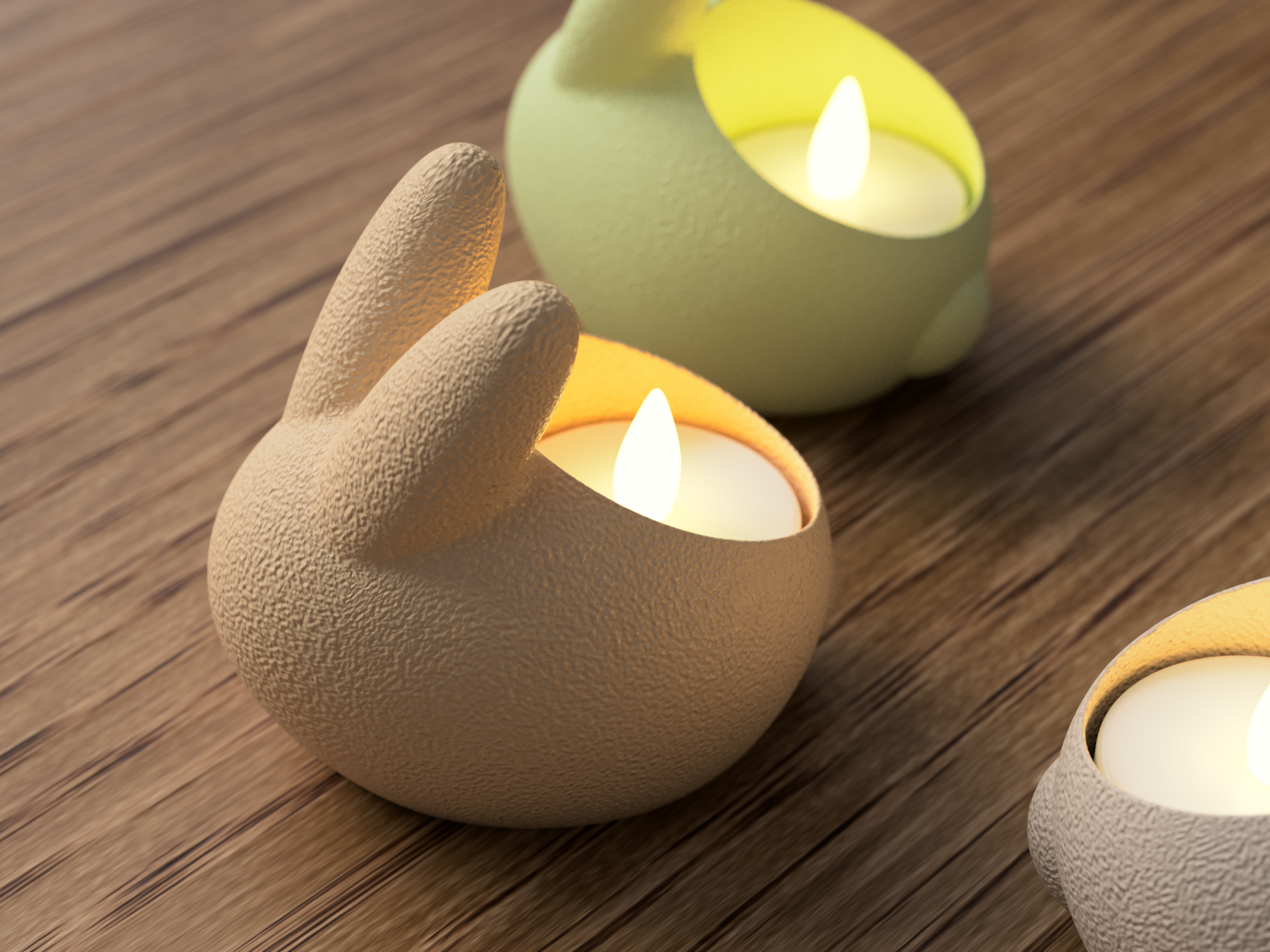 3D Teelichthalter Fuzzy Bunny aus PLA – 3D Frühlings- und Osterdeko – ASDEPRO