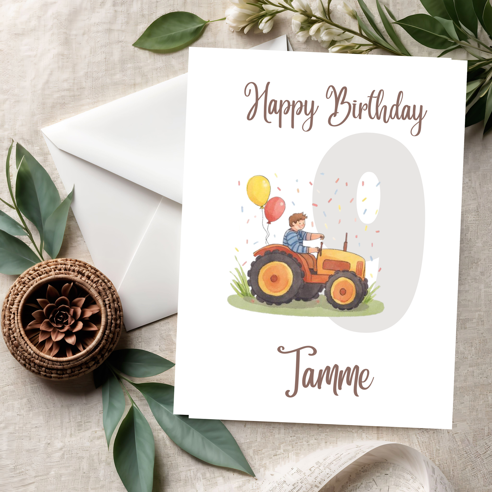 3D Happy Birthday Trecker Karte – Süße Kinder-Geburtstagskarte mit buntem Traktor aus PLA – 3D Deko – ASDEPRO
