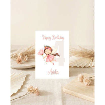 Happy Birthday – Personalisierte Geburtstagskarte mit süßer Fee