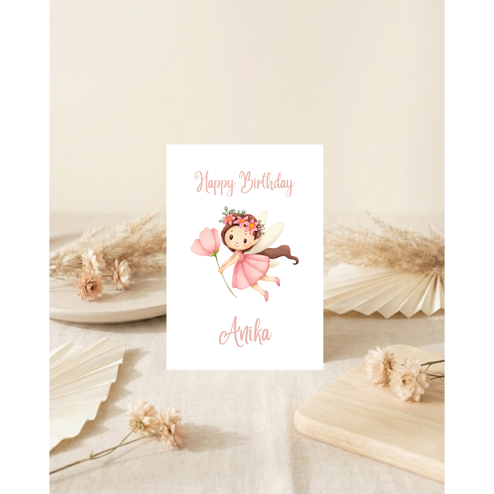 3D Happy Birthday – Personalisierte Geburtstagskarte mit süßer Fee aus PLA – 3D Deko – ASDEPRO