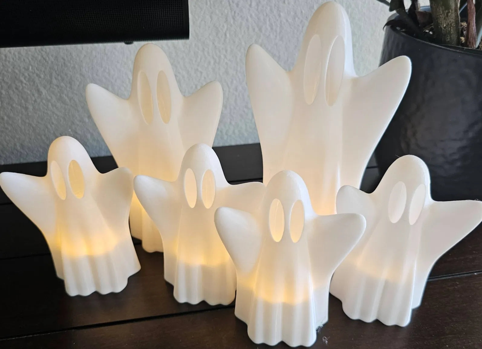 3D Süße Halloween Geister-Lampen (6er Set) – Stimmungslicht für Herbst & Spukhaus-Deko aus PLA – 3D Herbstdeko – ASDEPRO