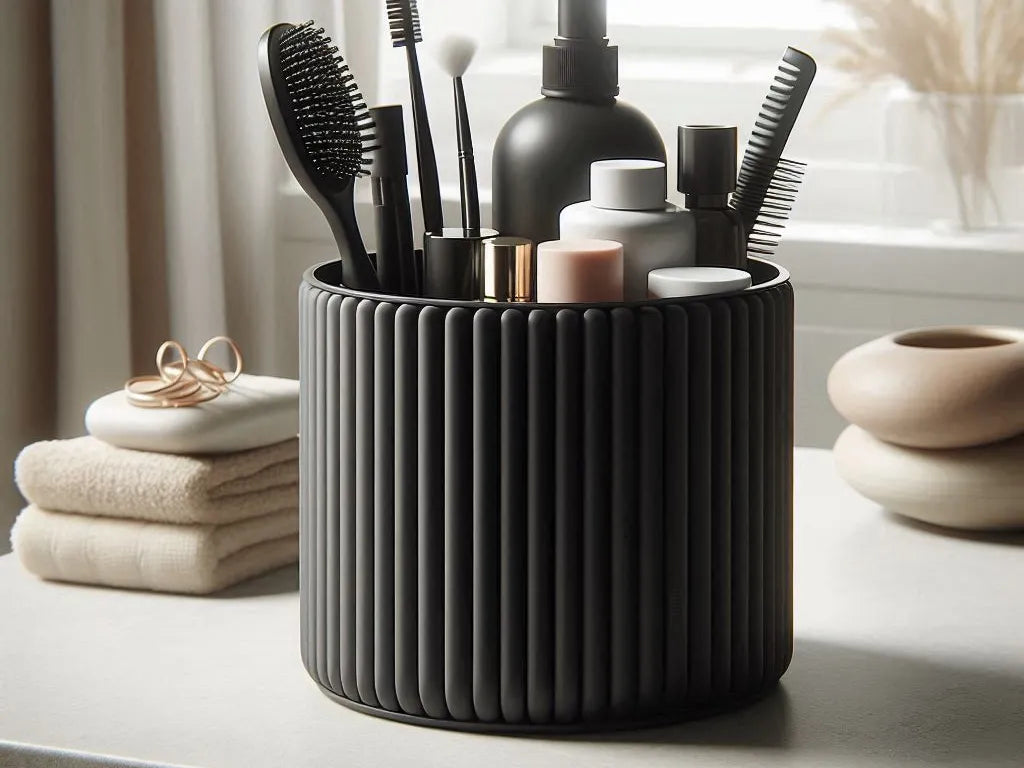 3D Moderner Badezimmer Organizer, Gerippter Kosmetik Becher, aus PLA – 3D Ganzjahresdeko – ASDEPRO