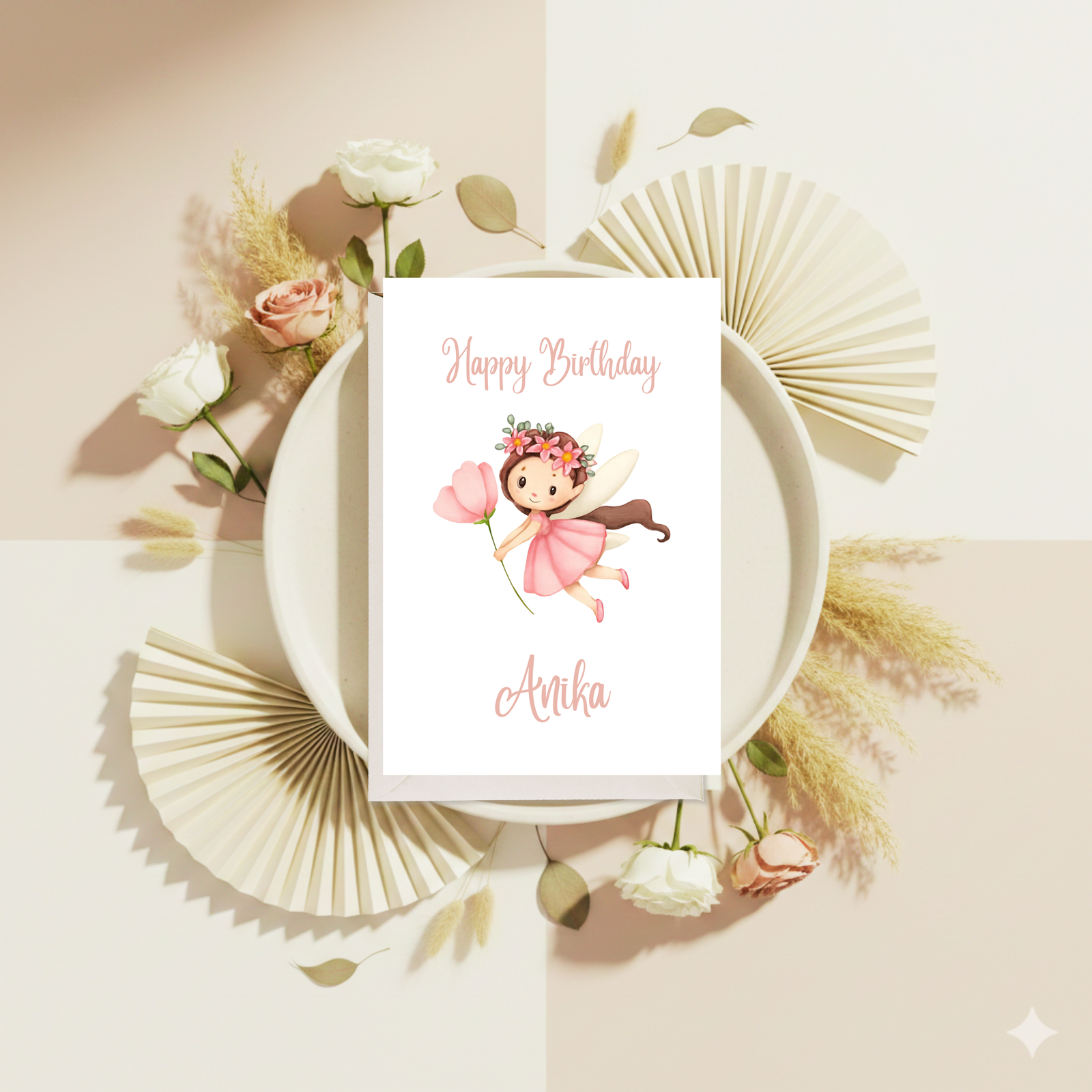 3D Happy Birthday – Personalisierte Geburtstagskarte mit süßer Fee aus PLA – 3D Deko – ASDEPRO