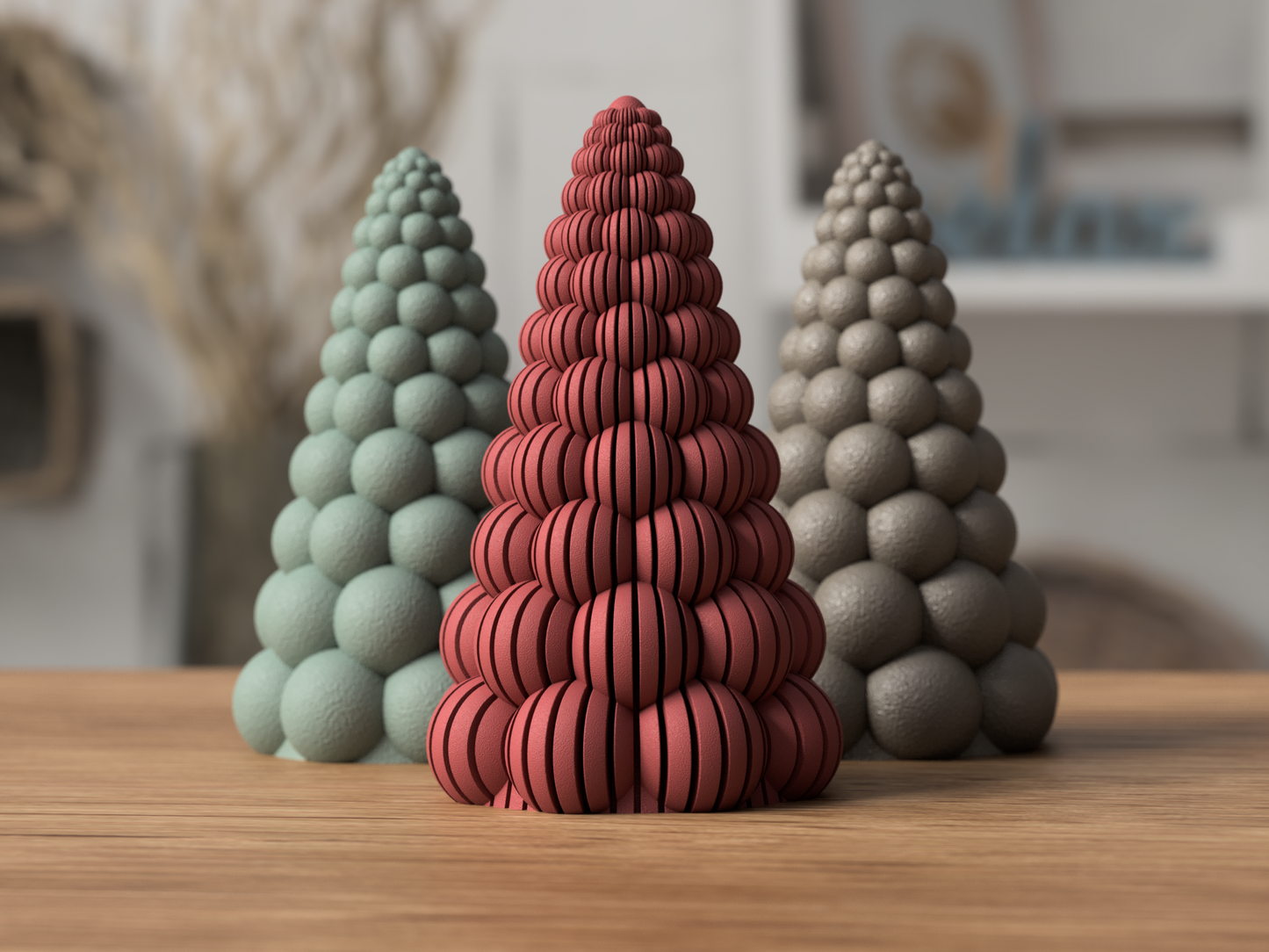 Moderner Weihnachtsbaum aus 3D-Druck, LED-tauglich, matte Optik, Skandi-Deko