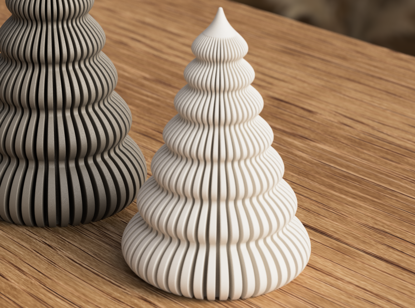 Weihnachtsbaum Rib Cascade 3D- Druck im Japandi-Stil aus nachhaltigem PLA gefertigt – als moderne Weihnachtsdeko