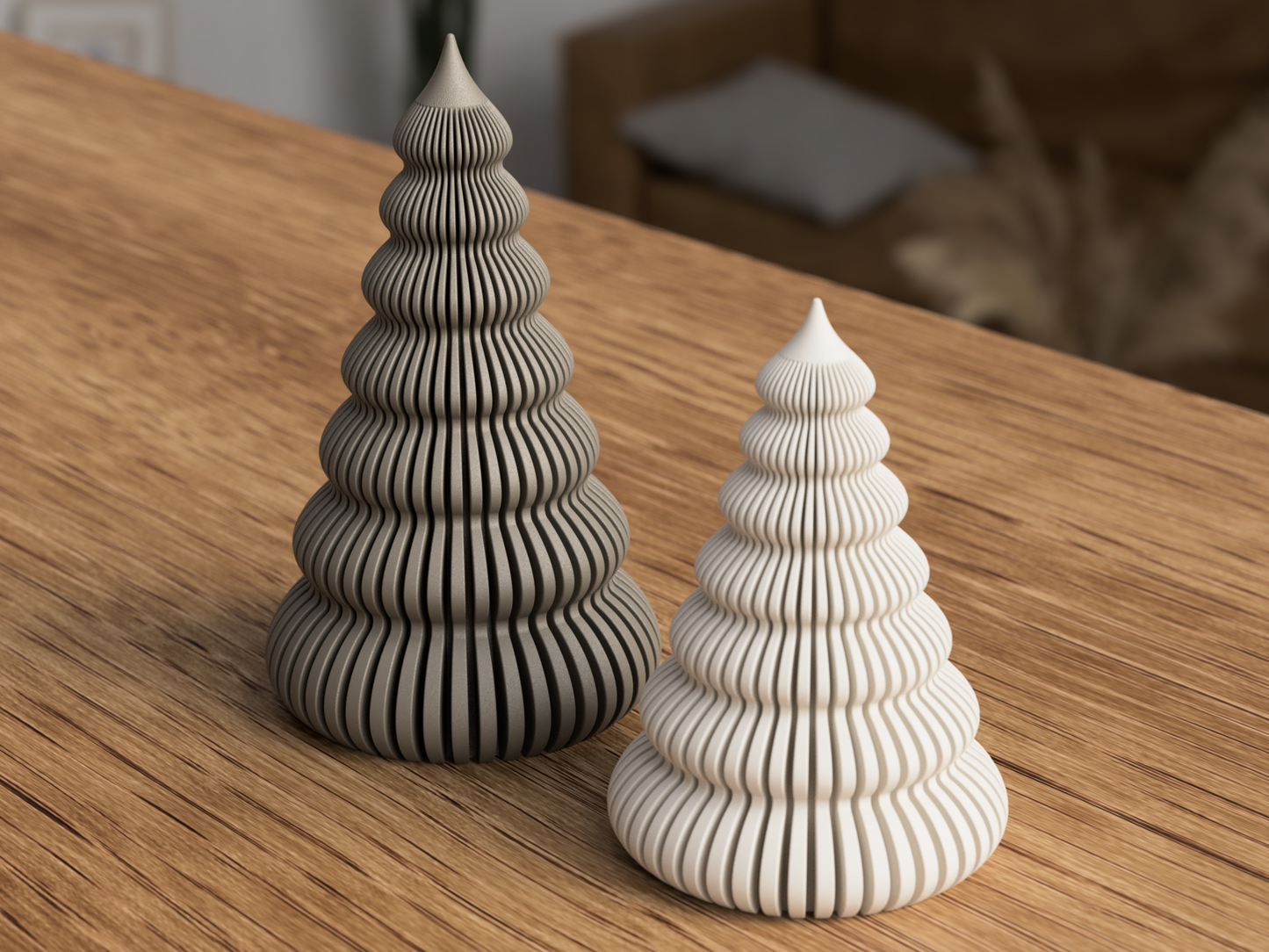 Weihnachtsbaum Rib Cascade 3D- Druck im Japandi-Stil aus 3D-Druck in matter Optik – als moderne Weihnachtsdeko