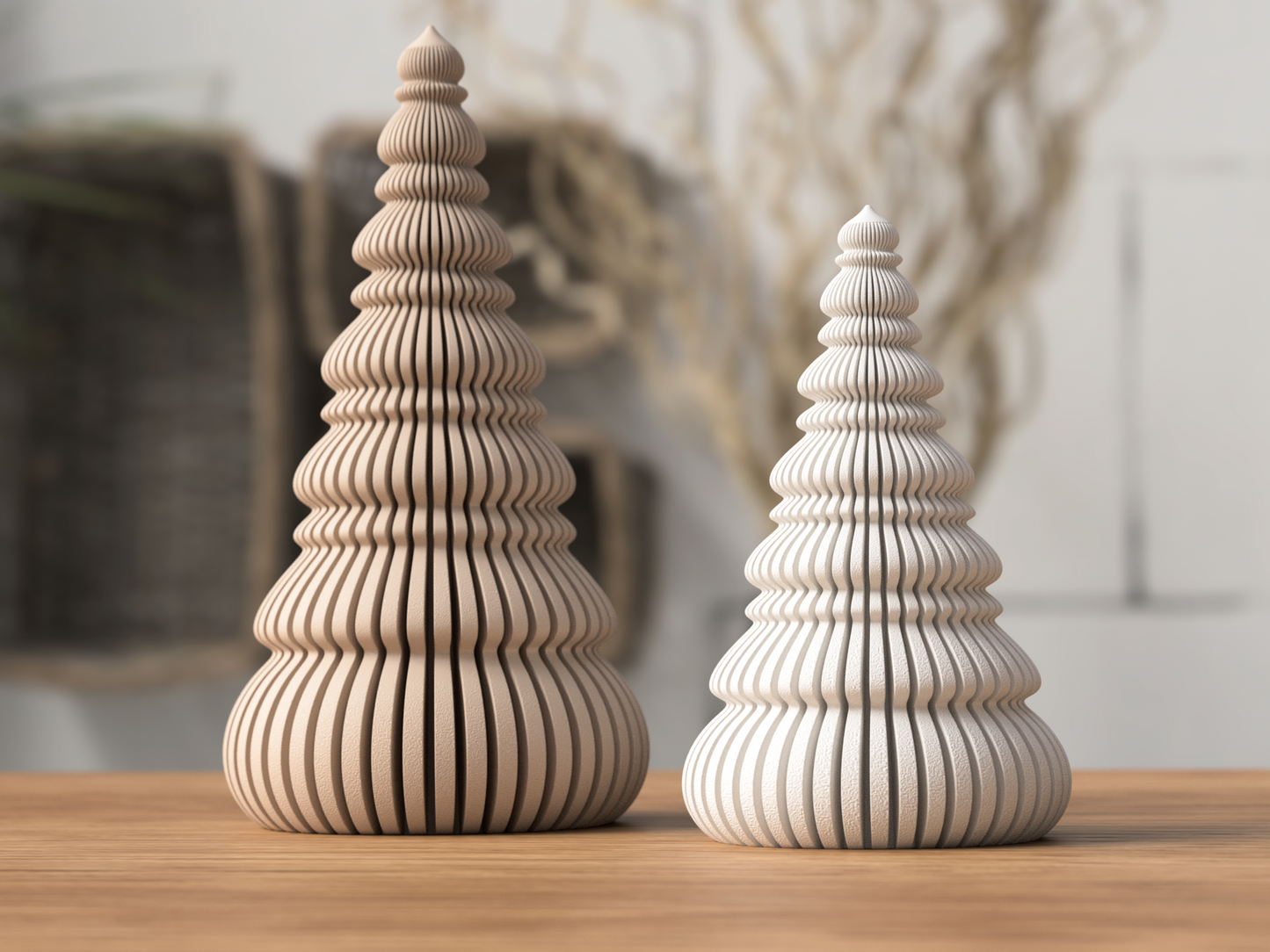 Weihnachtsbaum Nordic aus 3D-Druck im Skandi-Design, LED-tauglich, matte Optik