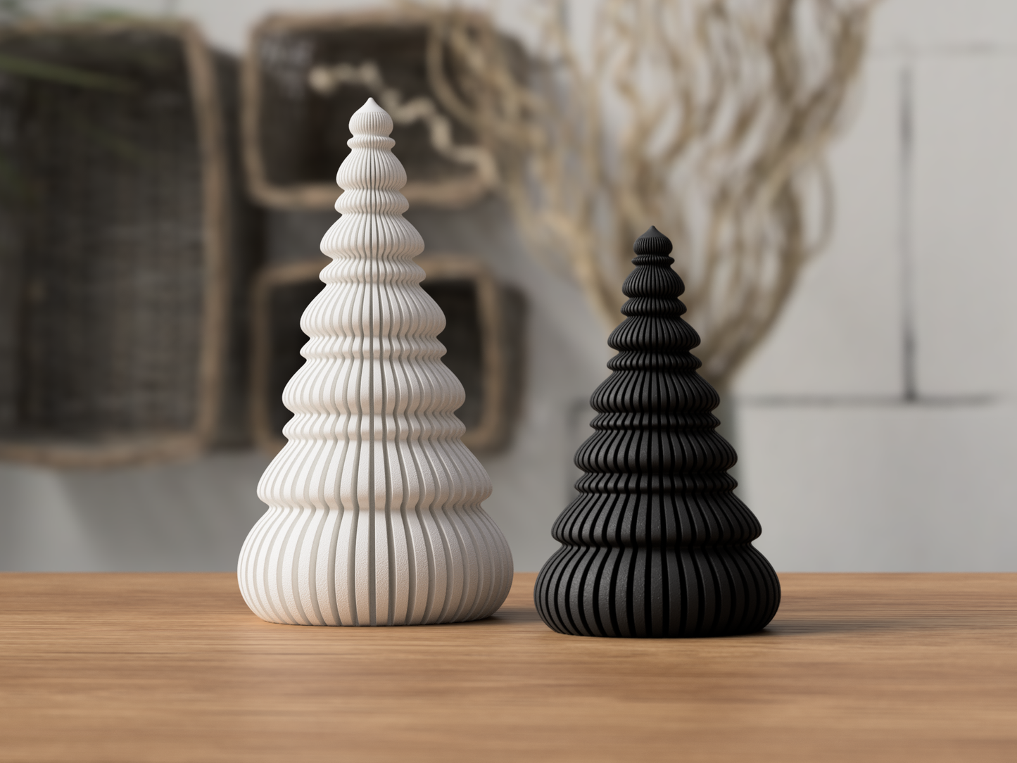 Weihnachtsbaum Rib Nordic moderner Tannenbaum im Skandi aus 3D-Druck in matter Optik – für Sideboard, Regal oder Fensterbank