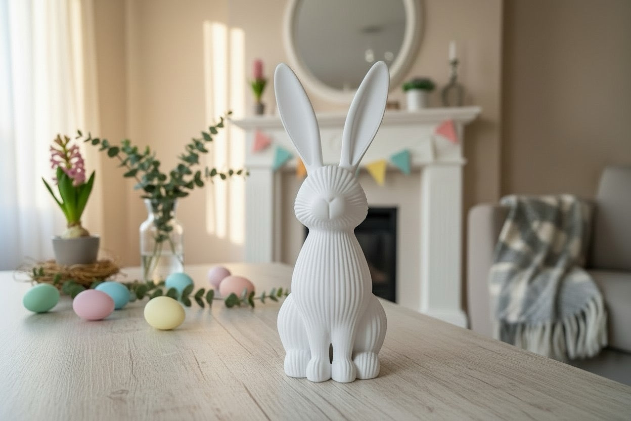 3D 3D-gedruckter Hase Dekoration im Skandi/Japandi Stil aus PLA – 3D Frühlings- und Osterdeko – ASDEPRO