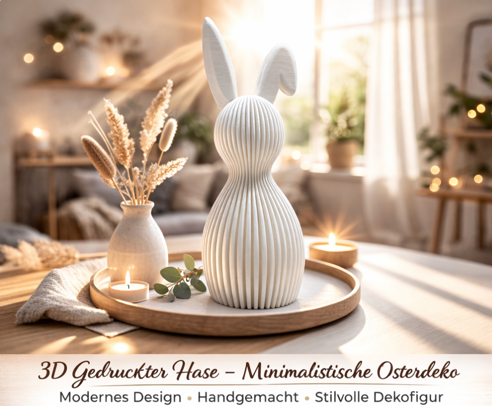 3D 3D Gedruckter Hase - Minimalistische Osterdeko aus PLA – 3D Frühlings- und Osterdeko – ASDEPRO