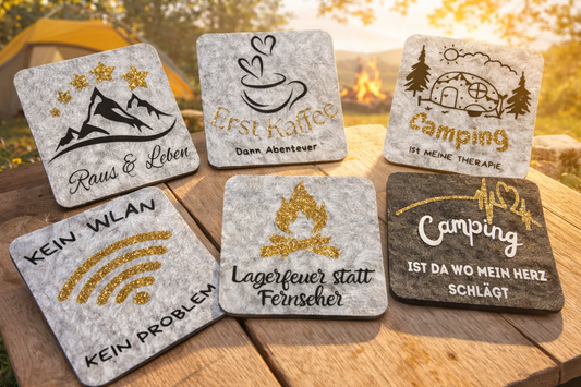 Filz Untersetzer Camping – Geschenk für Camper