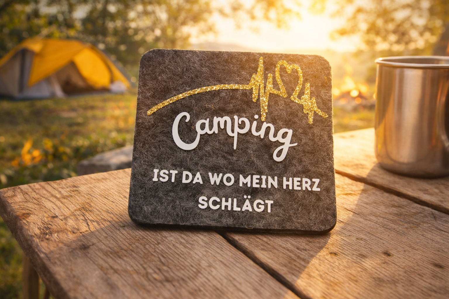3D Filz Untersetzer Camping – Geschenk für Camper aus PLA – 3D Deko – ASDEPRO