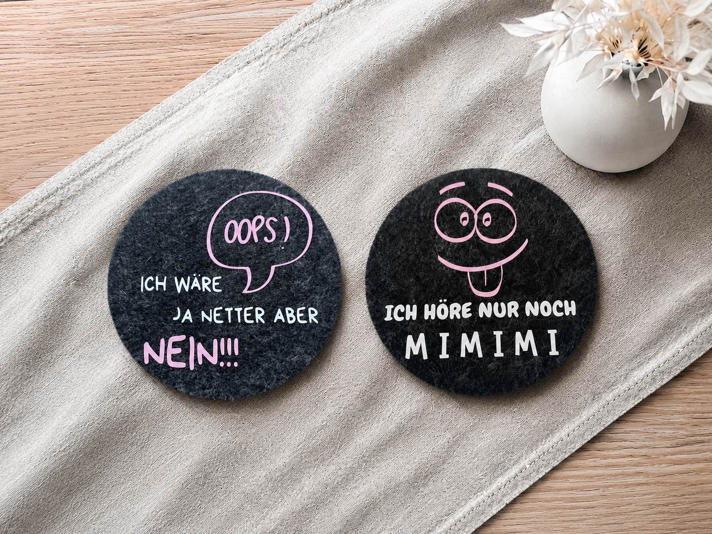 Filzuntersetzer "MIMIMI Serie Witziger Glasuntersetzer