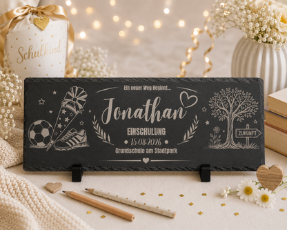 Personalisierte Schieferplatte Einschulung mit Name | Geschenk zum Schulanfang