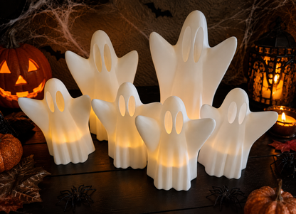 Süße Halloween Geister-Lampen (6er Set) – Stimmungslicht für Herbst & Spukhaus-Deko