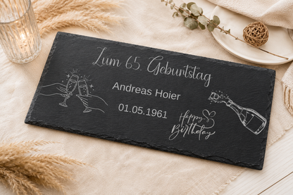 Geburtstagsgeschenk personalisiert Schieferplatte mit Gravur Geschenk zum Geburtstag