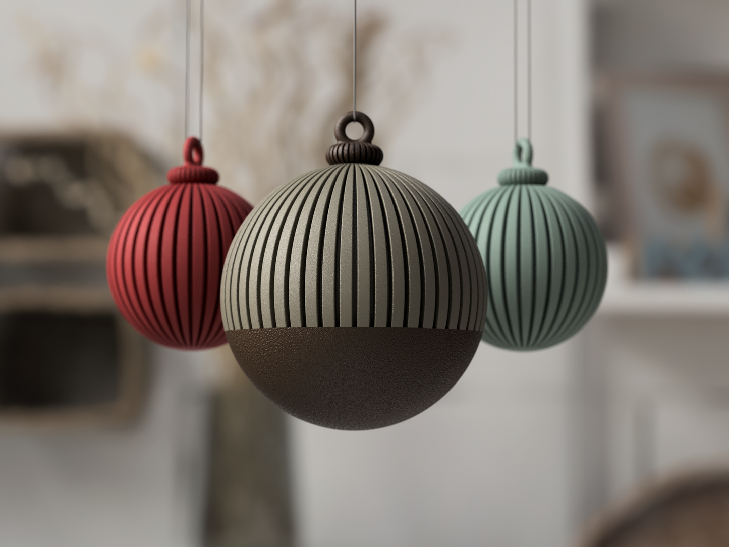 3D Weihnachtskugeln modern aus 3D-Druck in matter Optik – als moderne Weihnachtsdeko