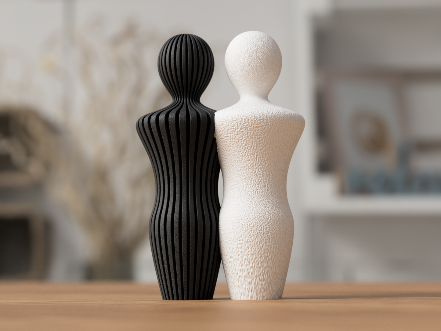 Männer Paar Skulptur aus nachhaltigem PLA gefertigt – im minimalistischen Skandi/Japandi-Design