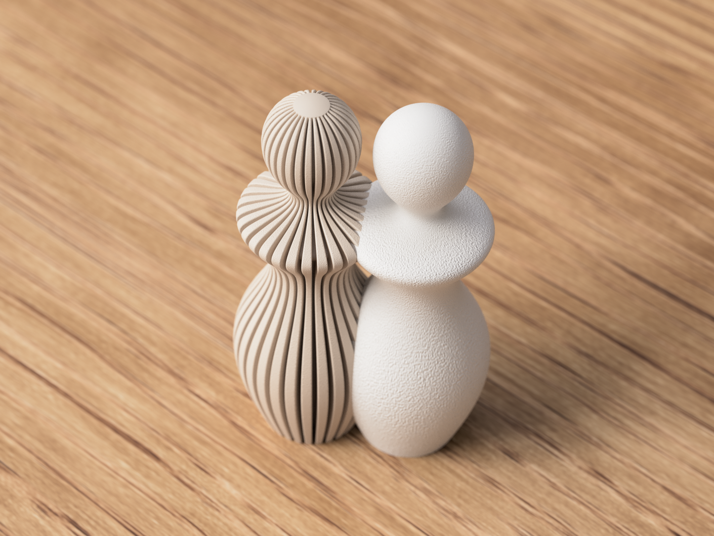 Frauen Paar Skulptur aus 3D-Druck in matter Optik – in klarer, reduzierter Formsprache