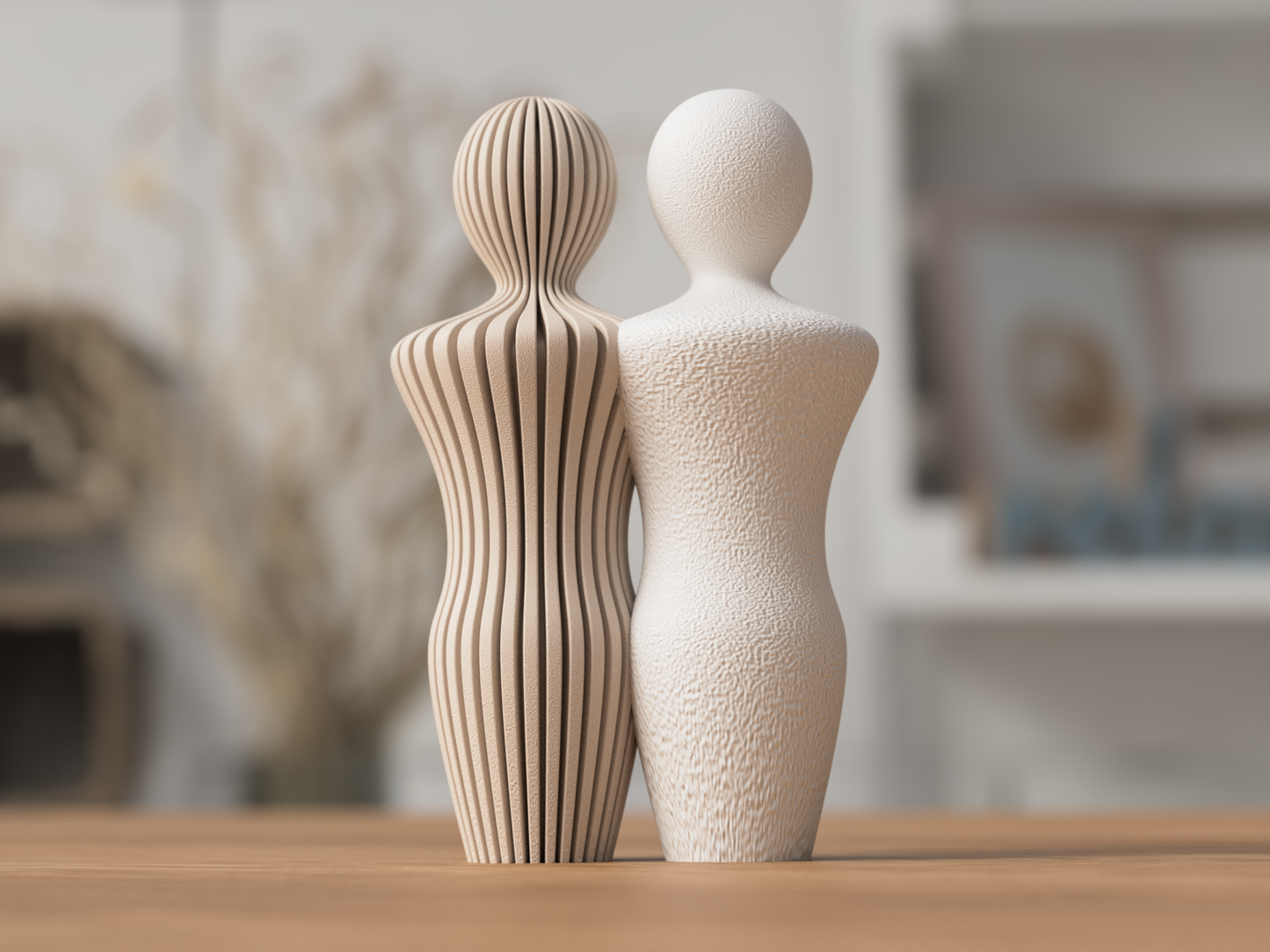 Männer-Paar-Skulptur aus 3D-Druck im Skandi-Stil, matte Optik, moderne Deko und Geschenk