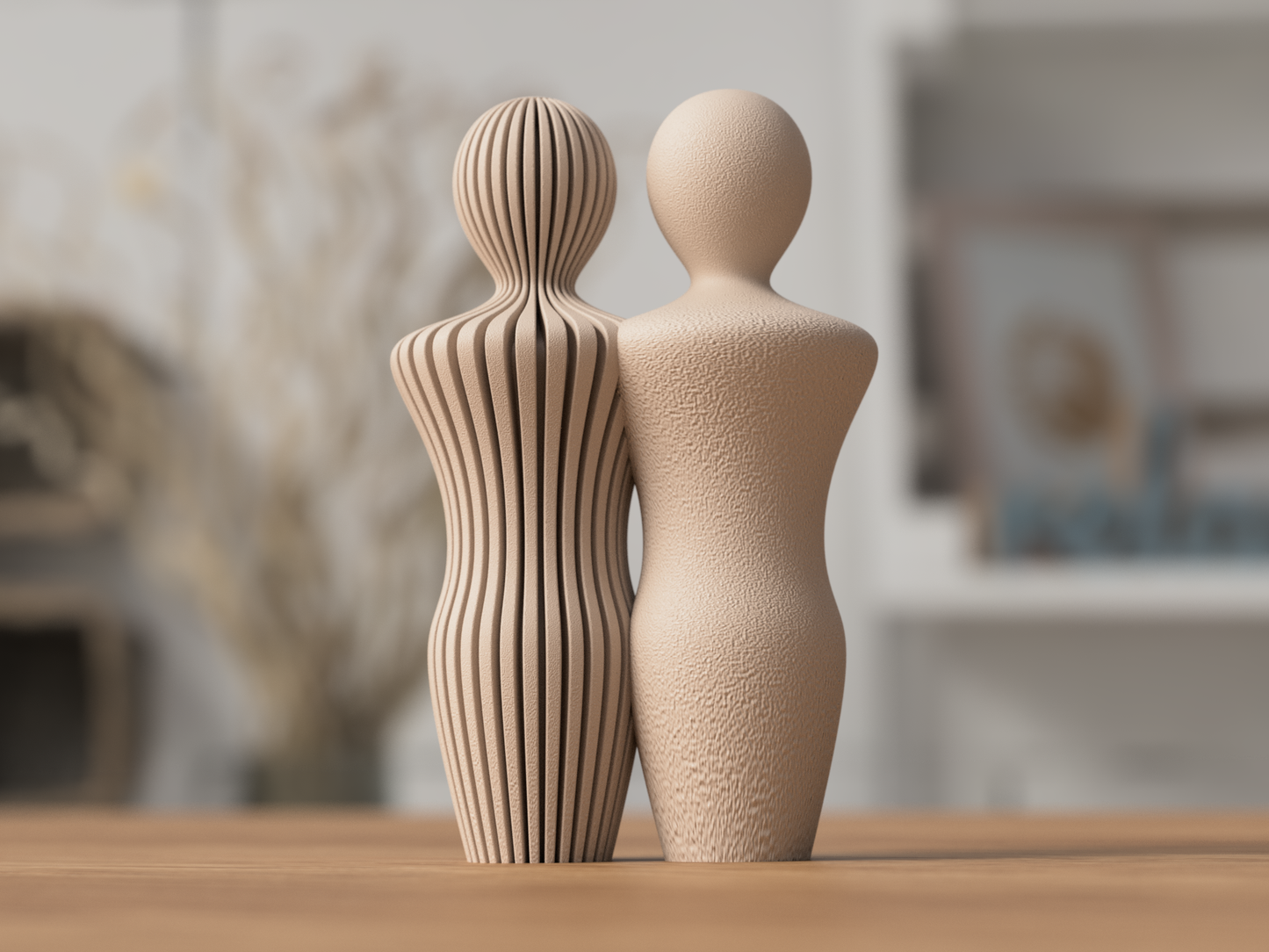 Männer Paar Skulptur aus 3D-Druck in matter Optik – für Sideboard, Regal oder Fensterbank