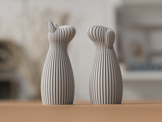 Familienhund-Skulptur aus 3D-Druck im Skandi-Stil, matte Optik, moderne Hunde-Deko und Geschenk