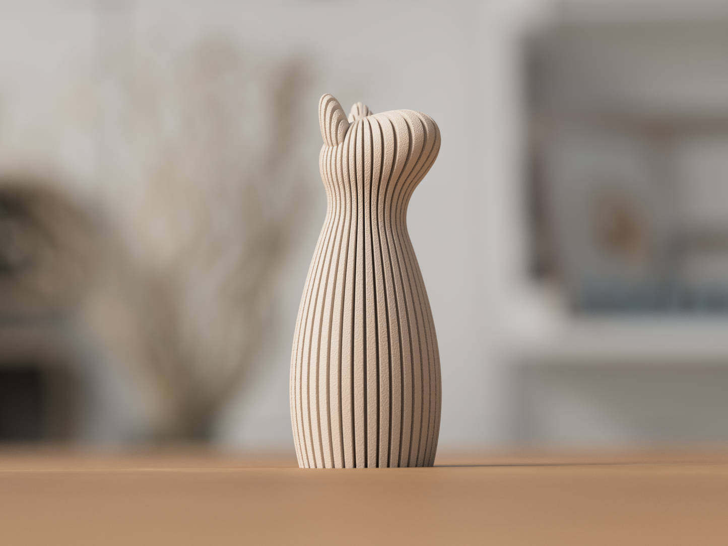 Familienhund Skulptur aus 3D-Druck in matter Optik – im minimalistischen Skandi/Japandi-Design
