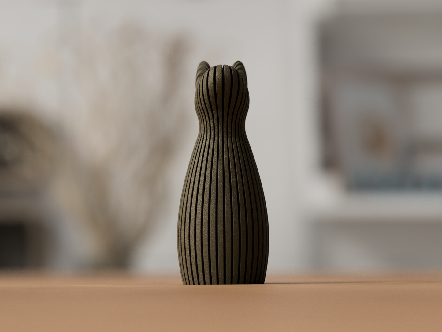 Familienhund Skulptur aus nachhaltigem PLA gefertigt – im minimalistischen Skandi/Japandi-Design