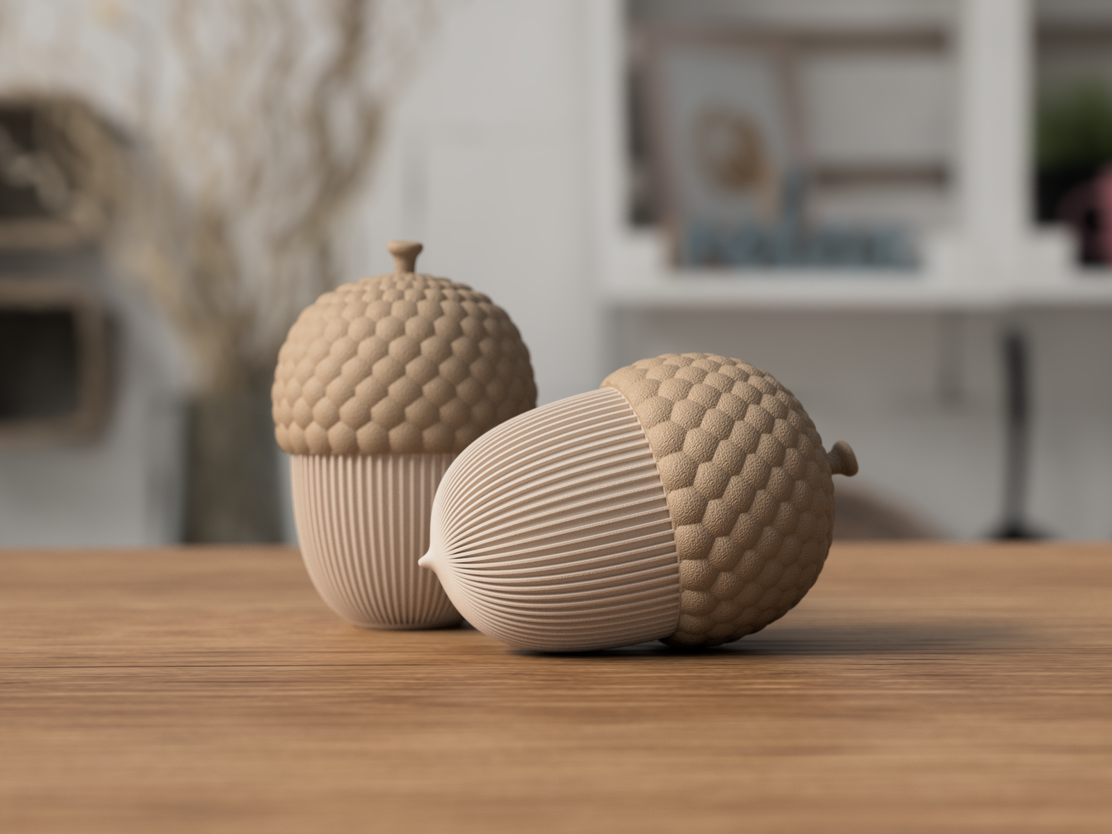 3D Eichel - Rib Twist aus PLA – 3D Herbstdeko – ASDEPRO