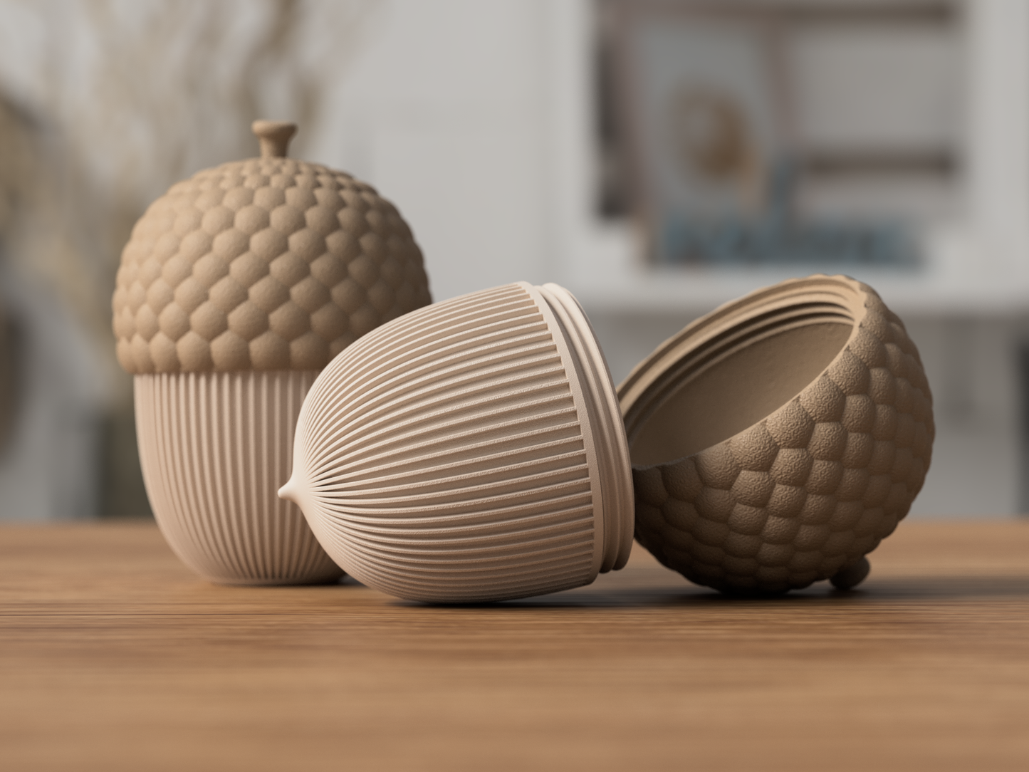 Eichel Rib Twist aus 3D-Druck in matter Optik – als stilvolle Herbstdeko