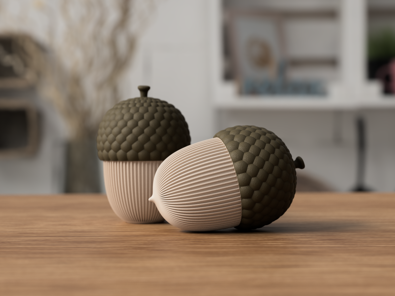 3D Eichel - Rib Twist aus PLA – 3D Herbstdeko – ASDEPRO