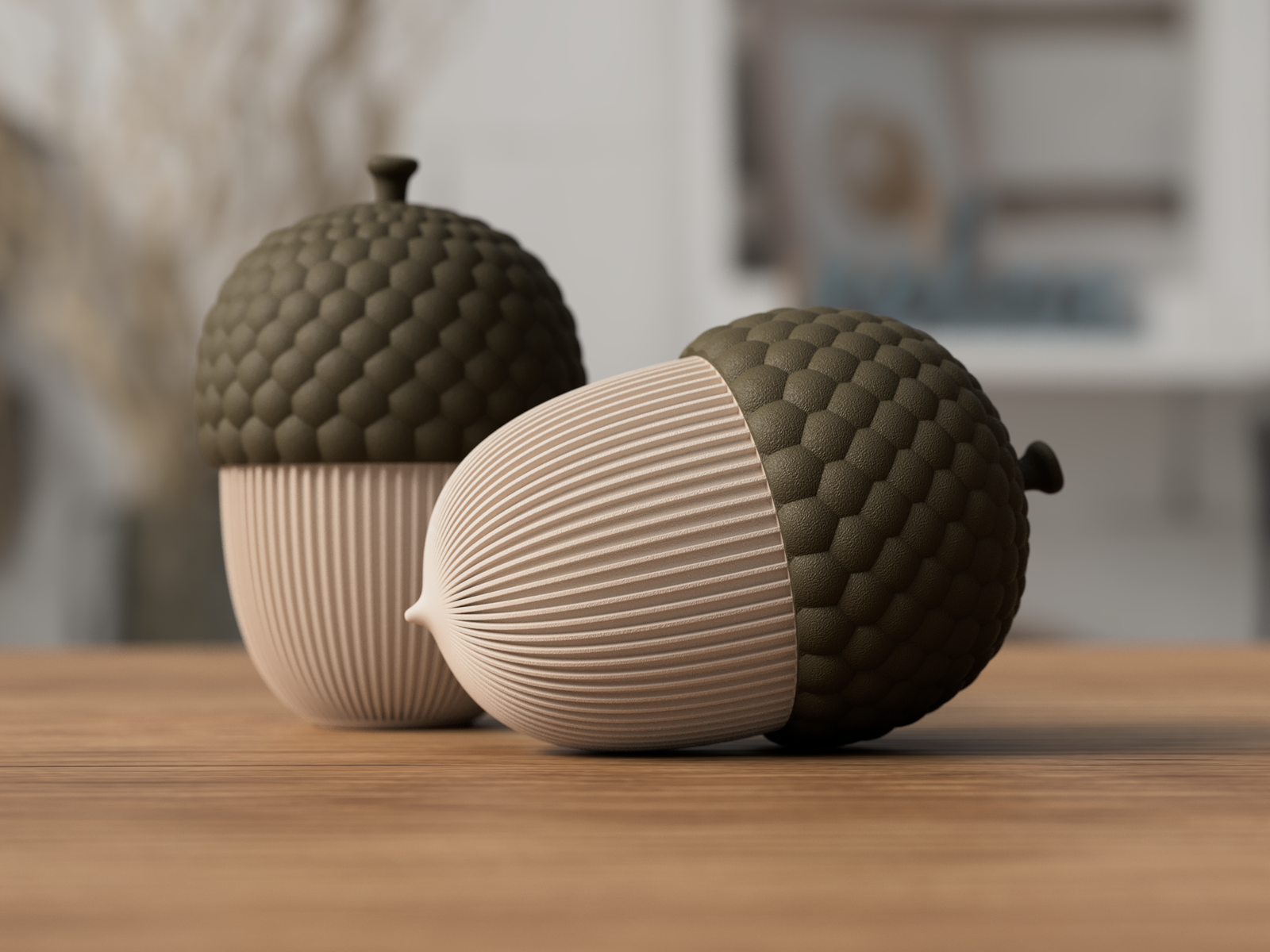 3D Eichel - Rib Twist aus PLA – 3D Herbstdeko – ASDEPRO